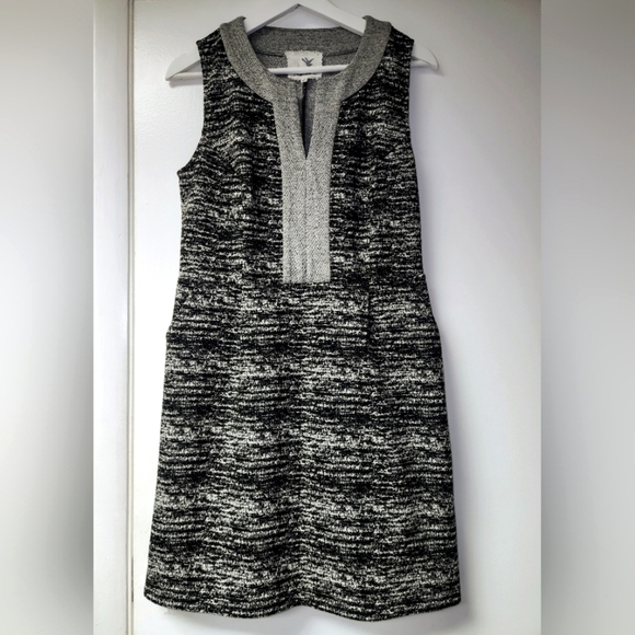 Anthropologie Tabitha Tema Dress Sheath Marled Stretch Knit In Grey And Black 8 - Picture 6 of 16